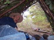 Sean in a lean-to